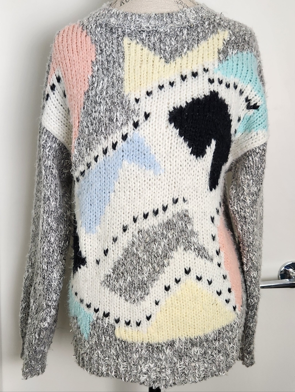80s Pastel Geometric Abstract Knit Sweater
